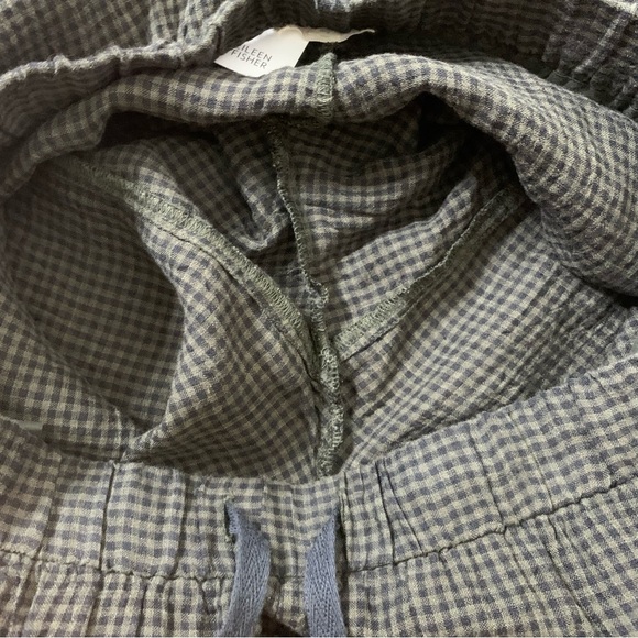 Eileen Fisher Womens green plaid seaweed 100% linen mid thigh shorts XL NWT - Picture 9 of 10